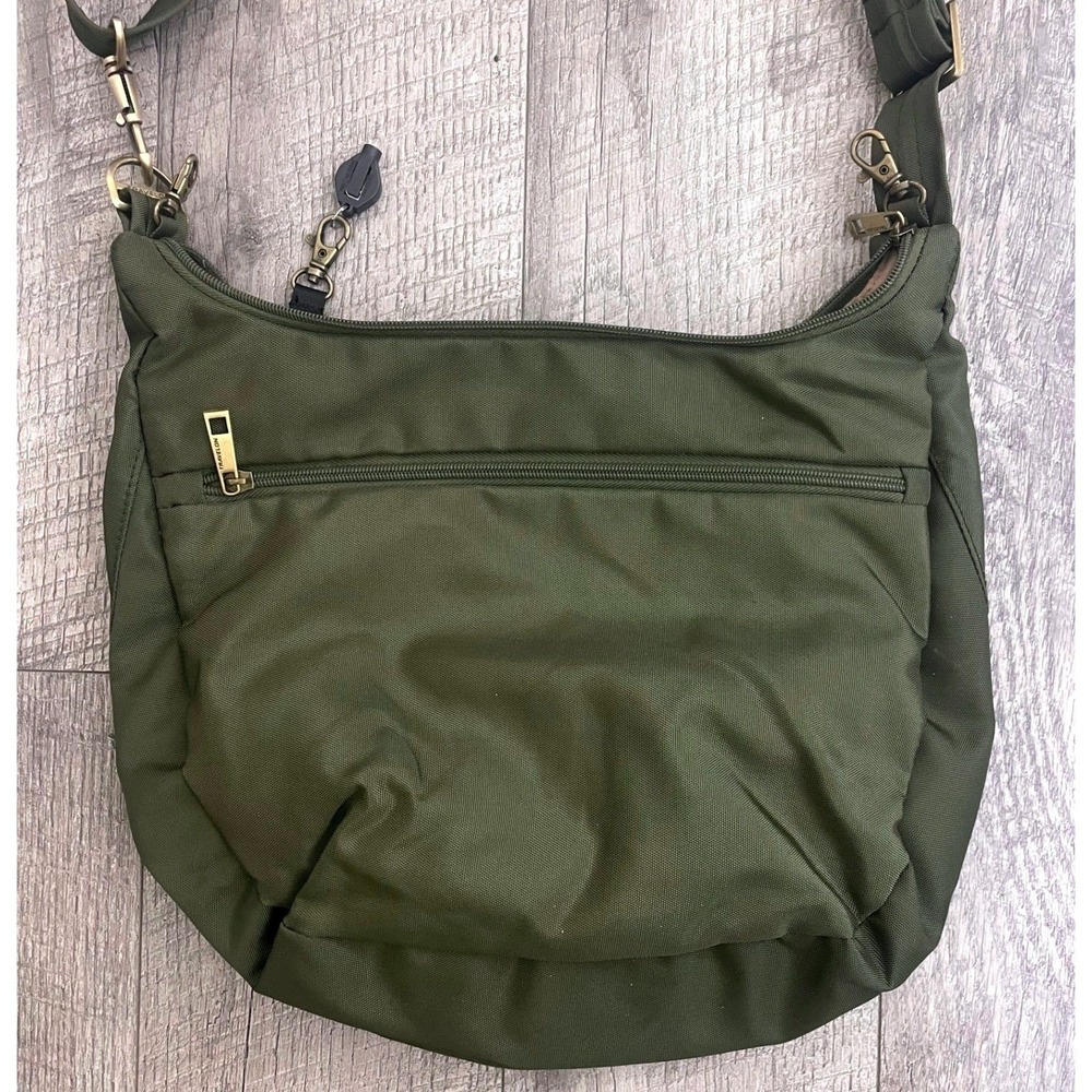 Travelon Anti-Theft Classic Hobo Bag Olive Green RFID Blocking Crossbody Purse - Picture 5 of 10